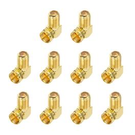 Unique Bargains - 10pcs Right Angle Coaxial Connector, F Female to F Male, 75 Ohm, for Broadcast, Antenna, Amp, CB Radio - Gold
