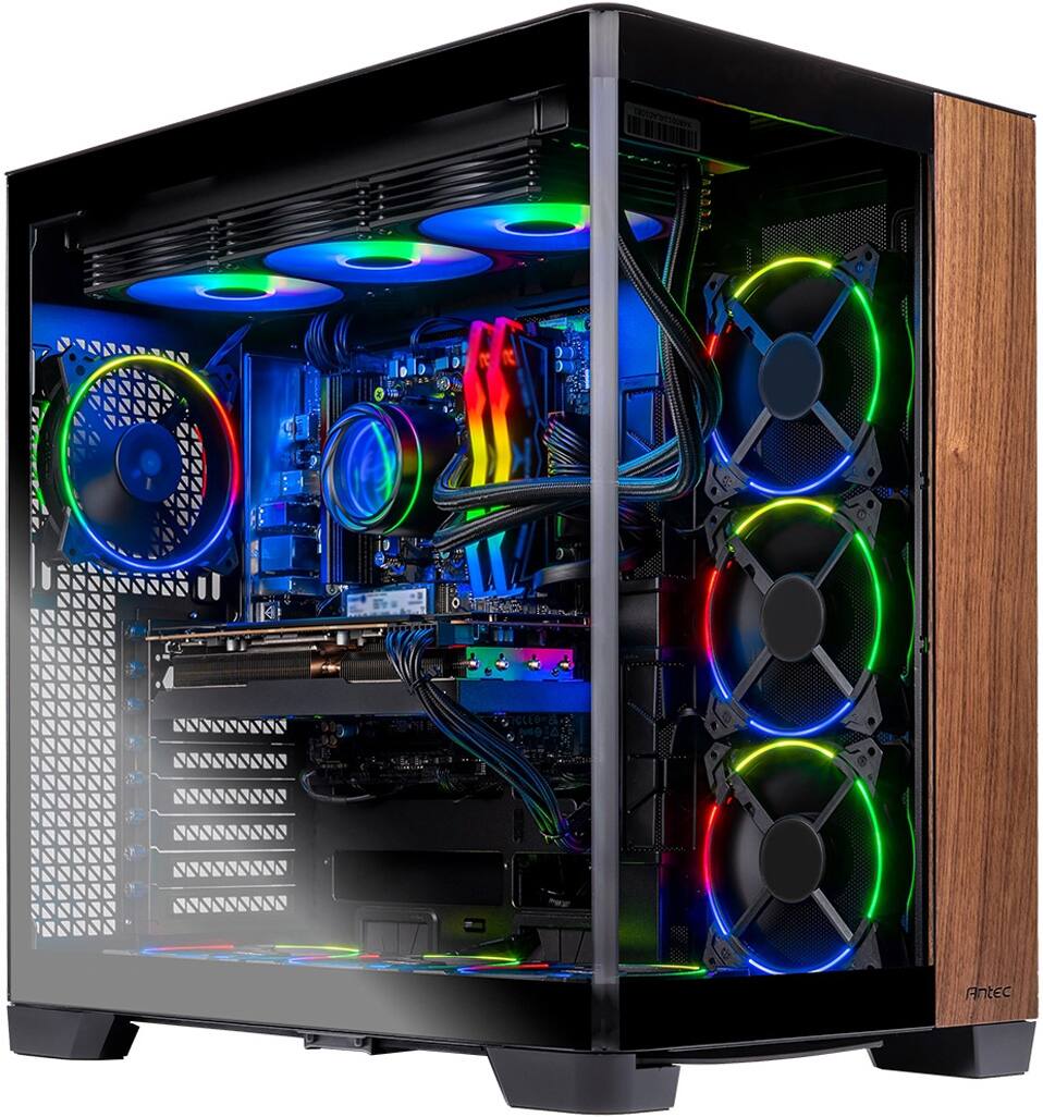 Front. Skytech Gaming - Skytech PRISM4 - AMD Ryzen 9 9900X3D, 5080, 64GB 6000 MHz DDR5 RAM, 1000W GOLD A3 PSU - Black.
