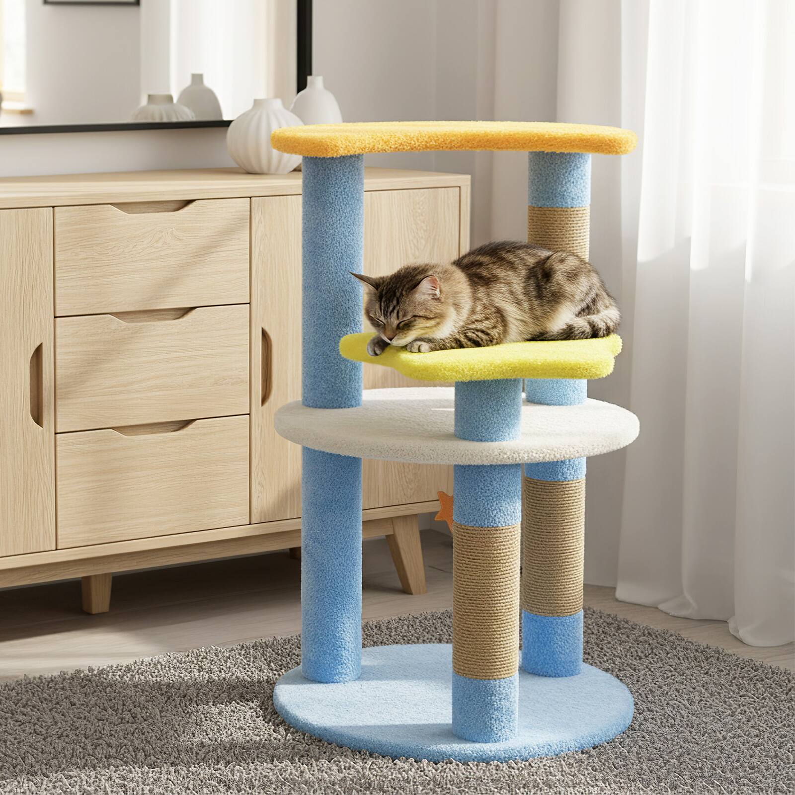 Alt View 3. Costway - Costway 29" Cute Modern Cat Tree with Star & Moon Shaped Platforms, Jute Scratching Posts.