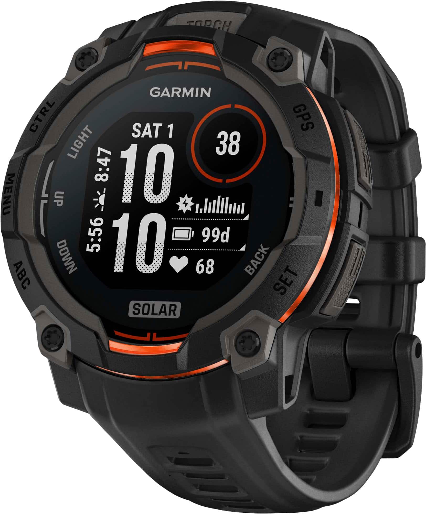 FOR GARMIN CTRL SAT 1 GPS LIGHT 38 8:47 10 MENU UP 1 5:56 99d DOWN 10 68 BACK ABC SET SOLAR