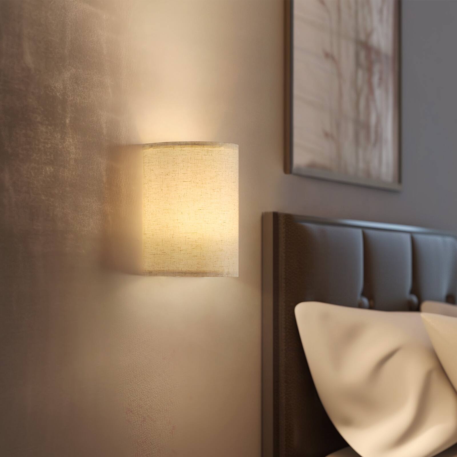 Alt View 4. Oumilen - 2 Pack Battery Operated Fabric Wall Sconce – Wireless Remote Control LED Wall Lamp.