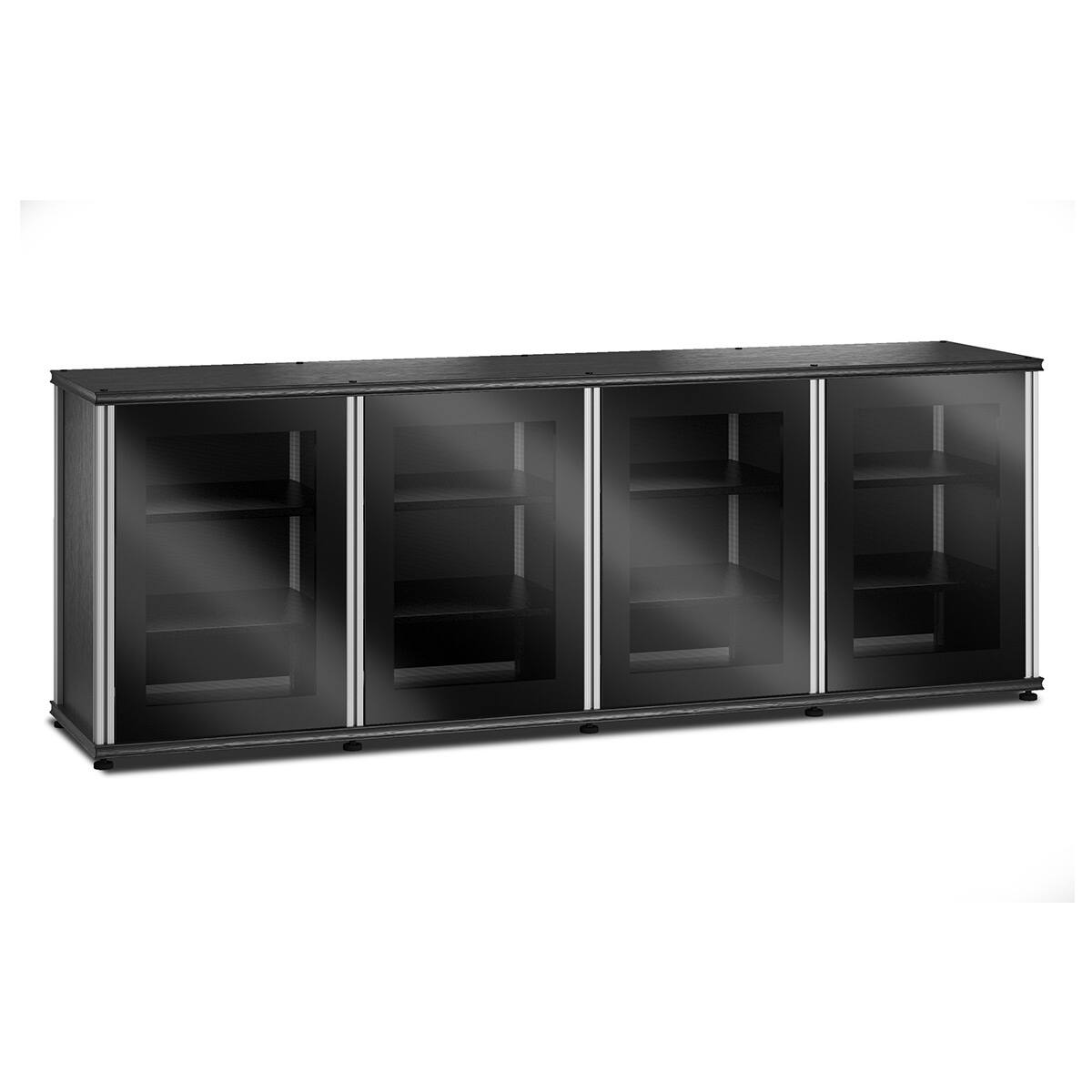 Front. Salamander Designs - Salamander Designs Synergy 347 Quad AV Cabinet (Black Oak with Black Glass Doors & Aluminum Posts) - Black Oak/Aluminum.