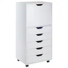 Winsome Wood - Halifax 5 Drawer Storage Mobile Cabinet - White