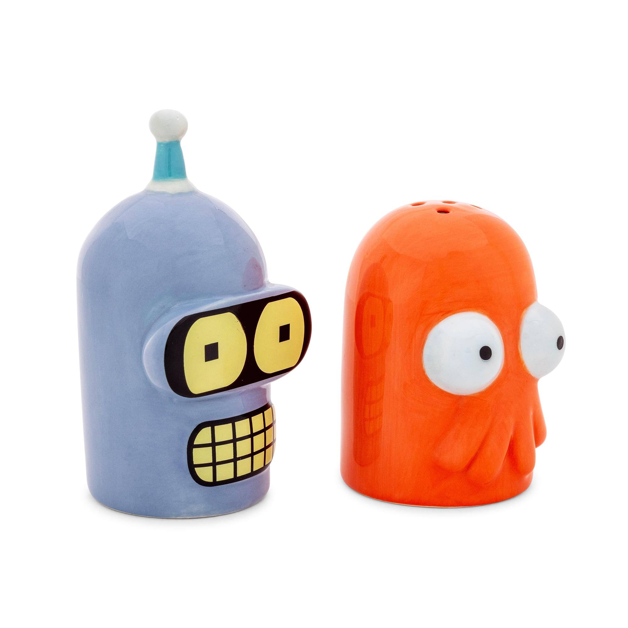 Alt View 1. Silver Buffalo - Futurama Bender and Zoidberg Ceramic Salt and Pepper Shaker Set - Multi-Colored.