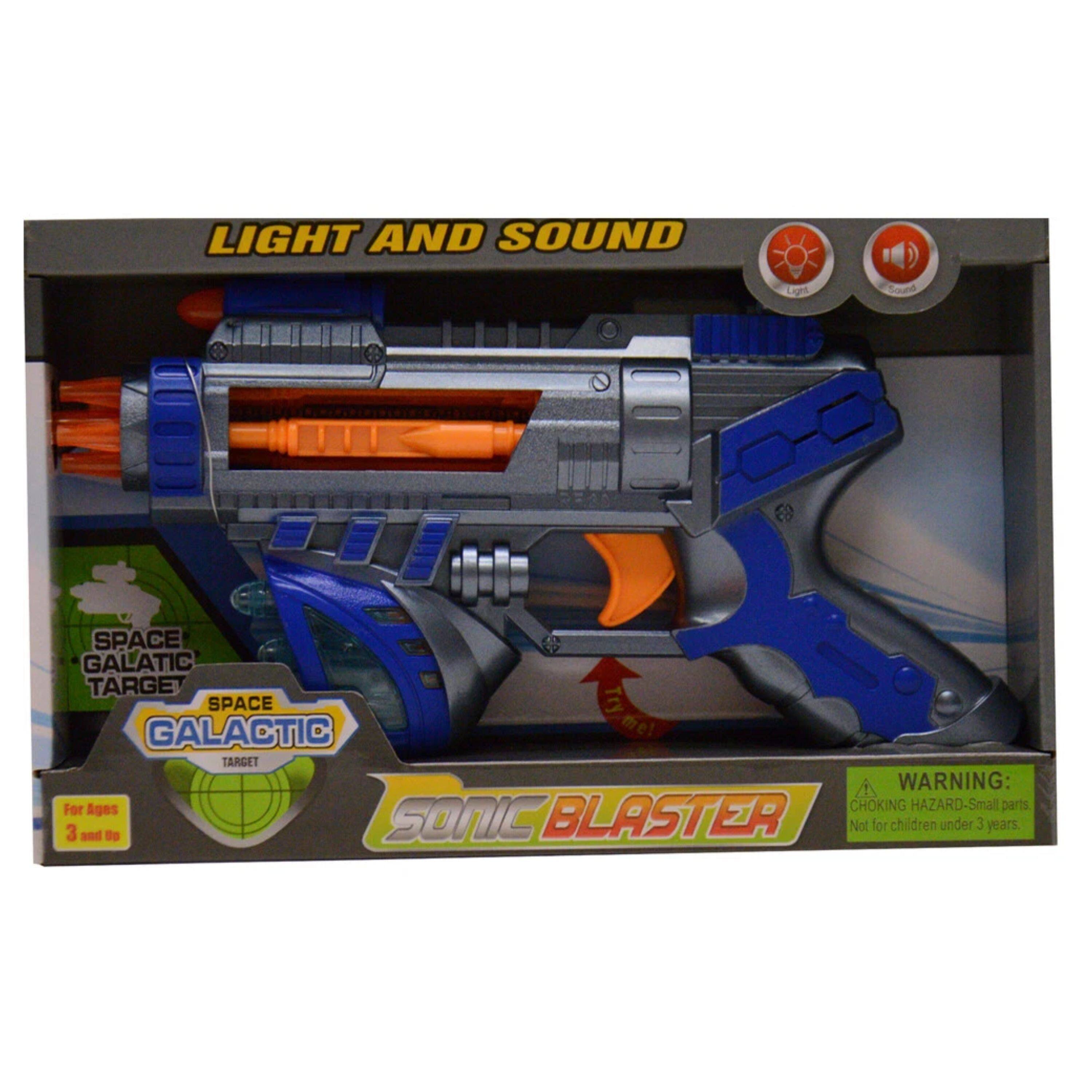 LIGHT AND SOUND  
SPACE GALACTIC TARGET  
SPACE GALACTIC TARGET  
SONIC BLASTER  
For Ages 3 and Up  
WARNING: CHOKING HAZARD - Small parts. Not for children under 3 years.