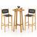 Front. Costway - 3 PCS Patio Bar Set Round Cocktail Table with 2 Armless Rattan Bar Stools - Natural,Black.