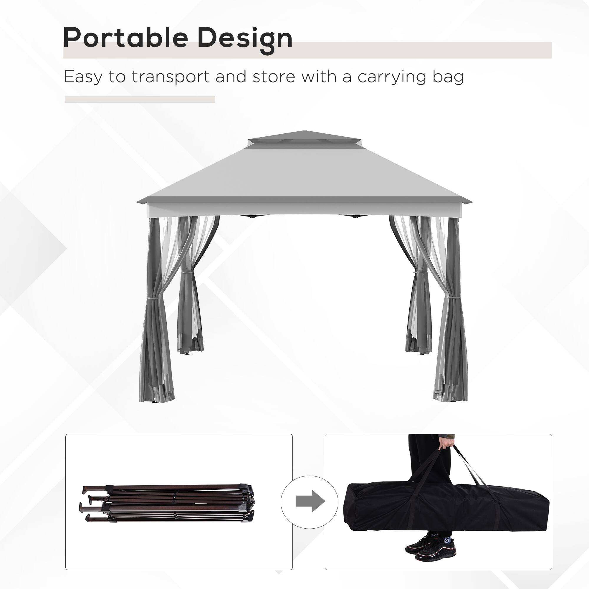 Portable Design
Easy to transport and store with a carrying bag