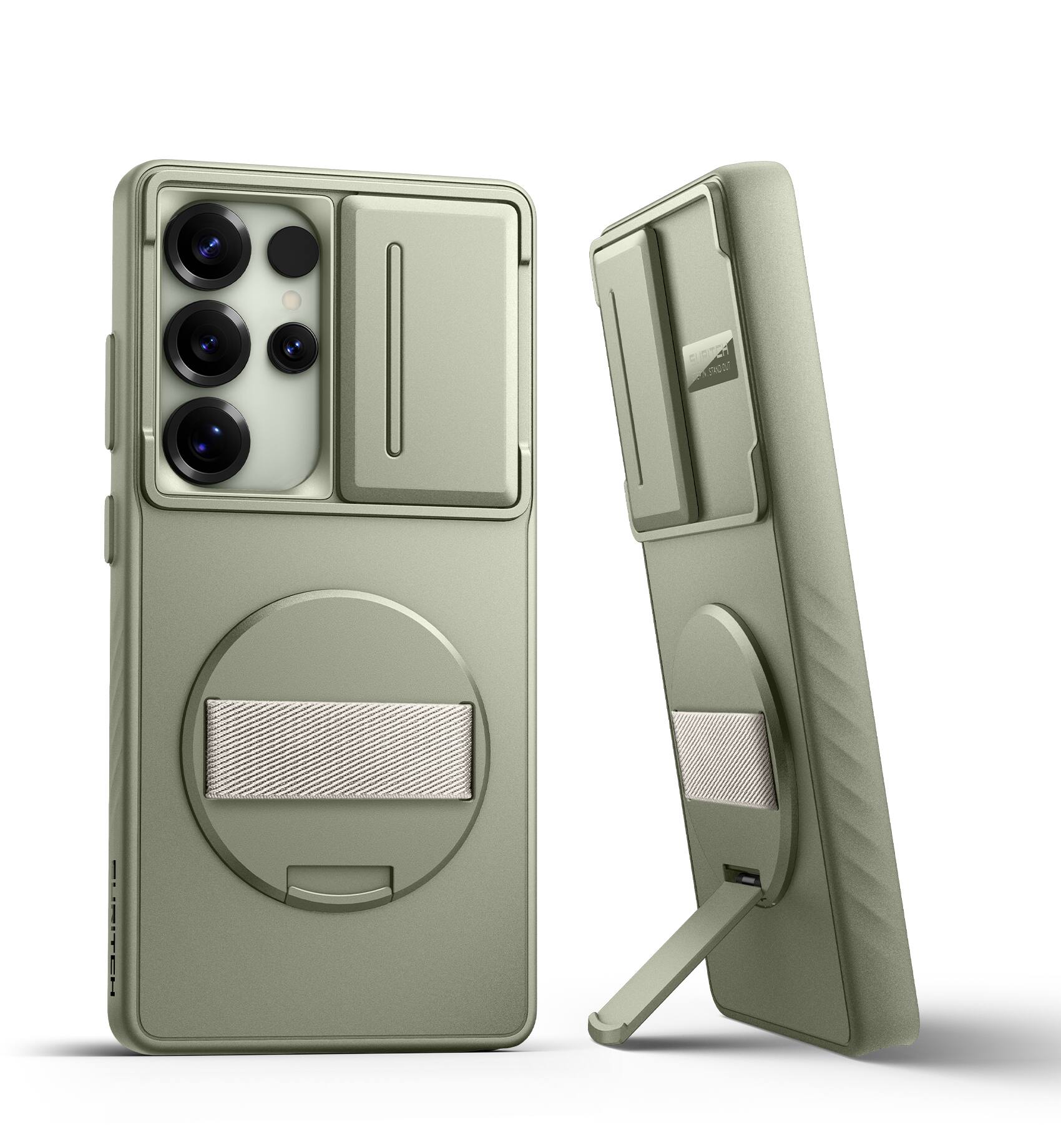 SURITCH - Case for Samsung Galaxy S25 Ultra with 360° Rotatable Hand Strap, Invisible Kickstand, Camera Cover, Rugged Shockproof - Khaki Green price history on PriceWatchPro