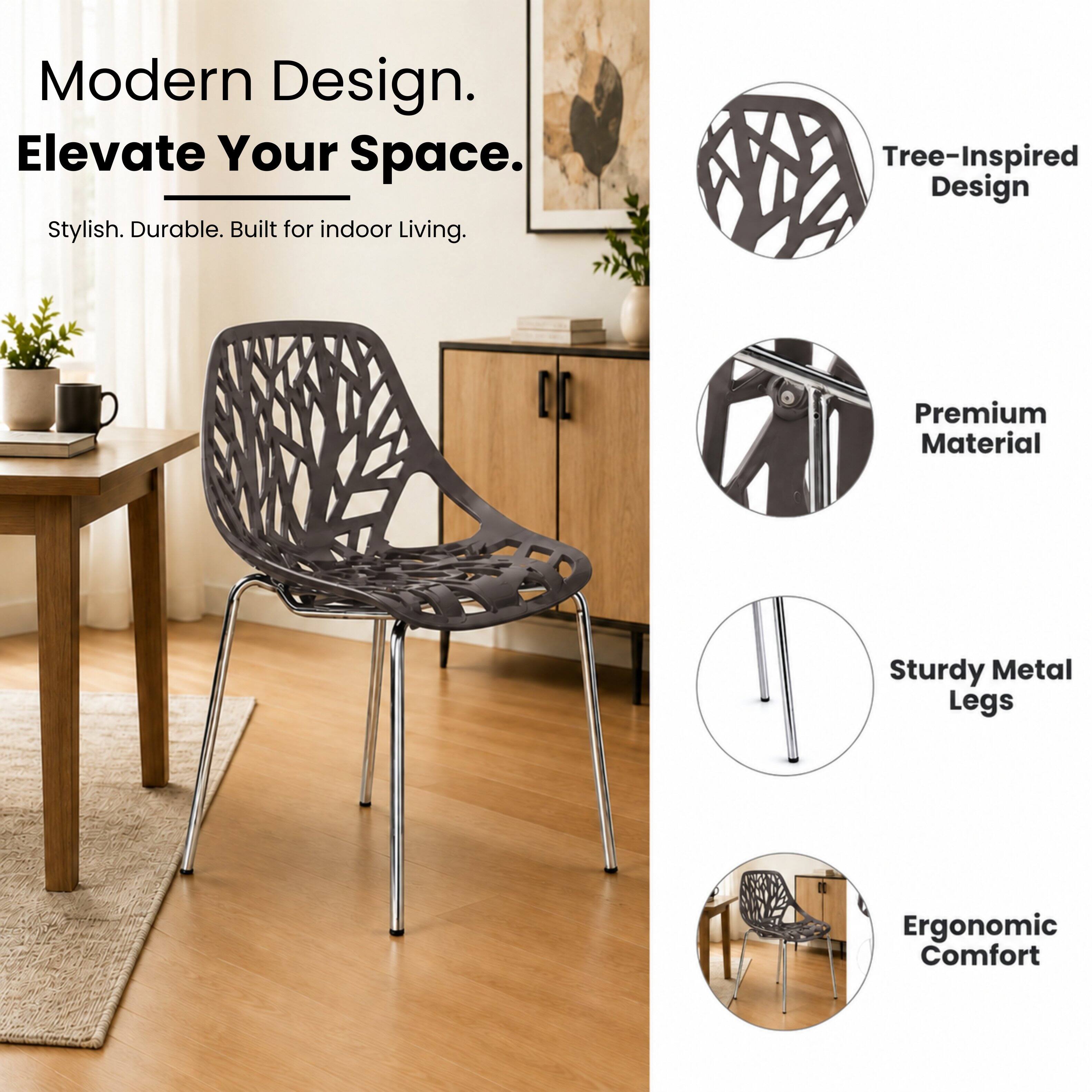 Modern Design. Elevate Your Space. Stylish. Durable. Built for indoor Living. Tree-Inspired Design. Premium Material. Sturdy Metal Legs. Ergonomic Comfort.