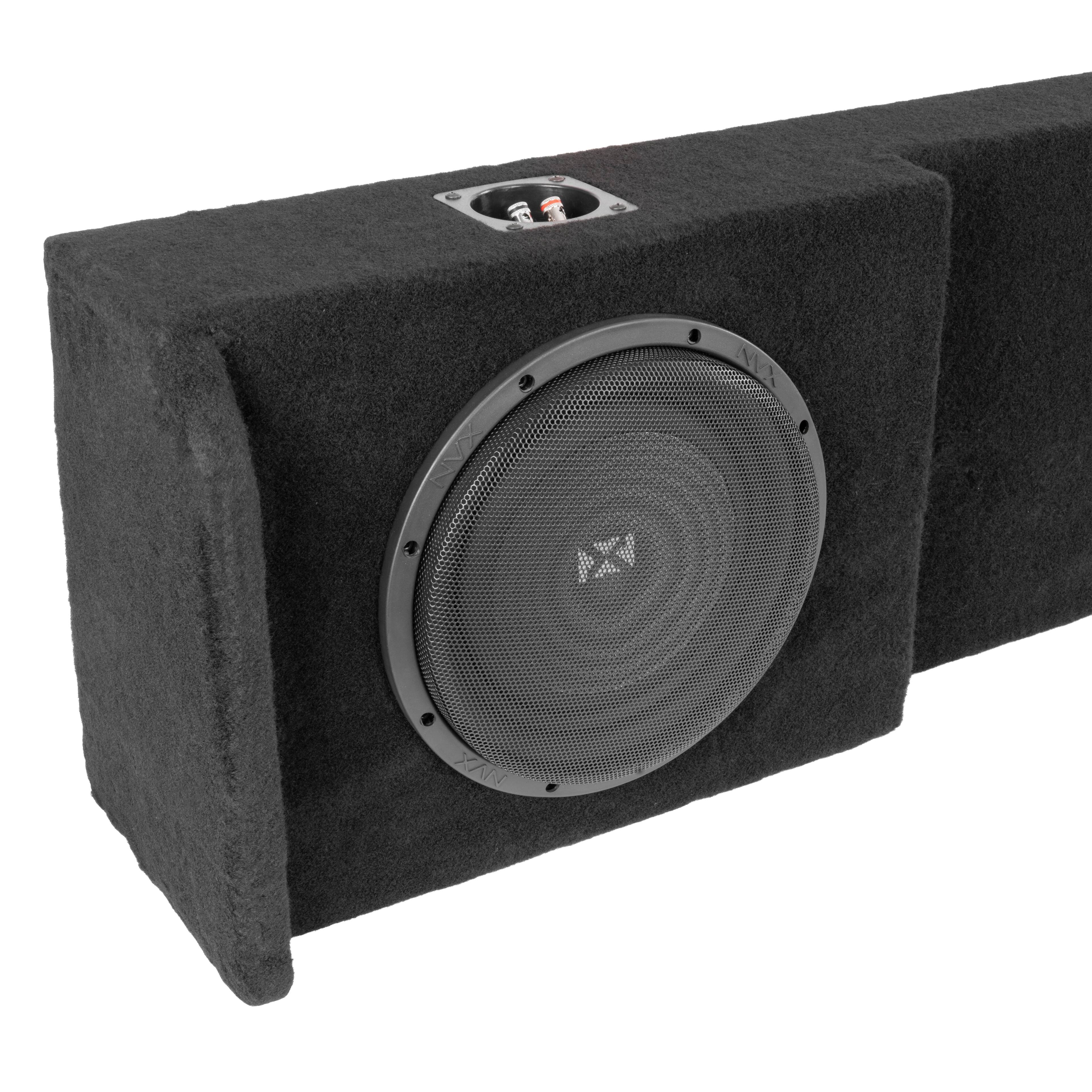 Left. NVX - VE-NIS-TTNCKCG1-D10S Custom Fit Dual 10in Sealed Subwoofer Enclosure for 2004-2018 Nissan Titan Crew and King Cab Trucks.