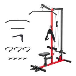VEVOR - LAT Pull Down Machine, 3-in-1 Row Cable Machine, Cable Machines Home Gym with 3-Level Adjustable Seat - Black and Red