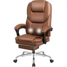 Homall - Massage Office Chair Reclining Computer Chair Ergonomic Executive Leather Chair Support 8 Hours Heavy Duty Design - Brown