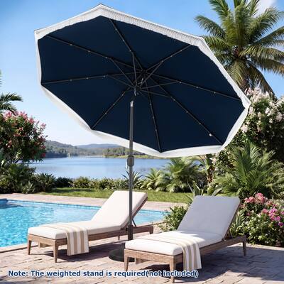9ft solar patio umbrella LED Lighted Solar Light Depot Available in multiple colors to complement any outdoor dcor Gymax 9FT Solar Patio Umbrella