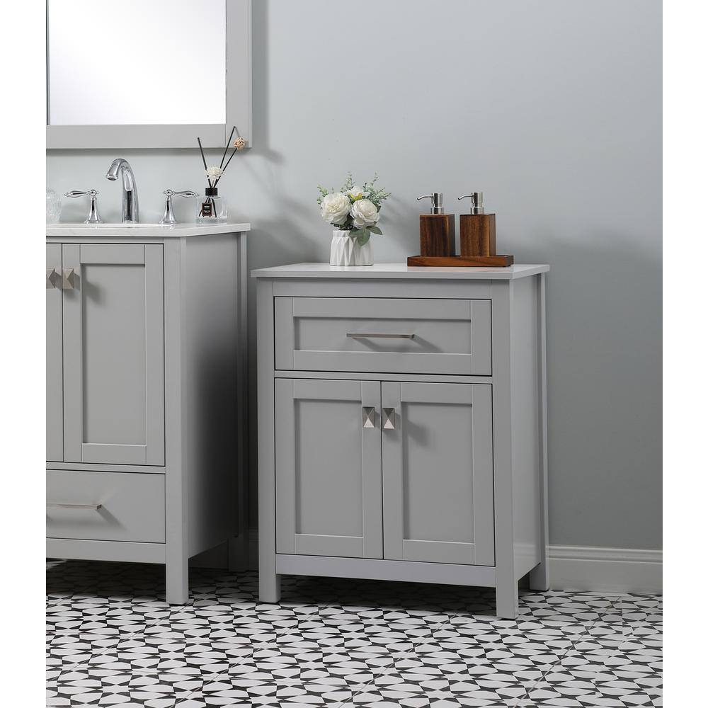 Alt View 8. Elegant Kitchen and Bath - 24 Inch Wide Bathroom Storage Freestanding Cabinet In Grey - Grey.