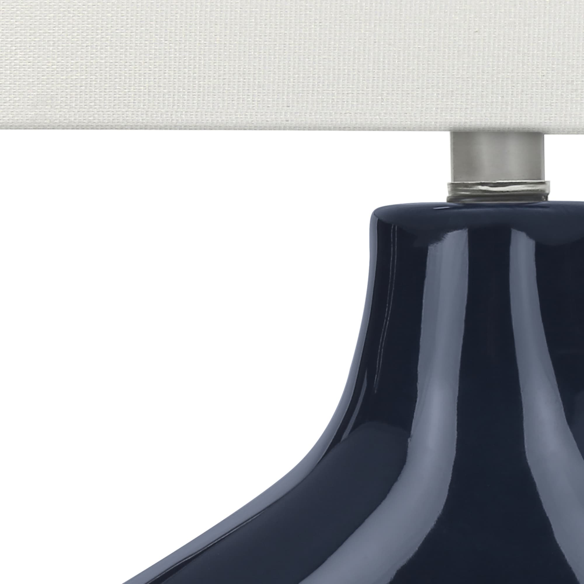 Alt View 2. Luckbyte - 25 Inch Blue Ceramic Table Lamp Ivory Cream Shade Contemporary Modern Lamp.