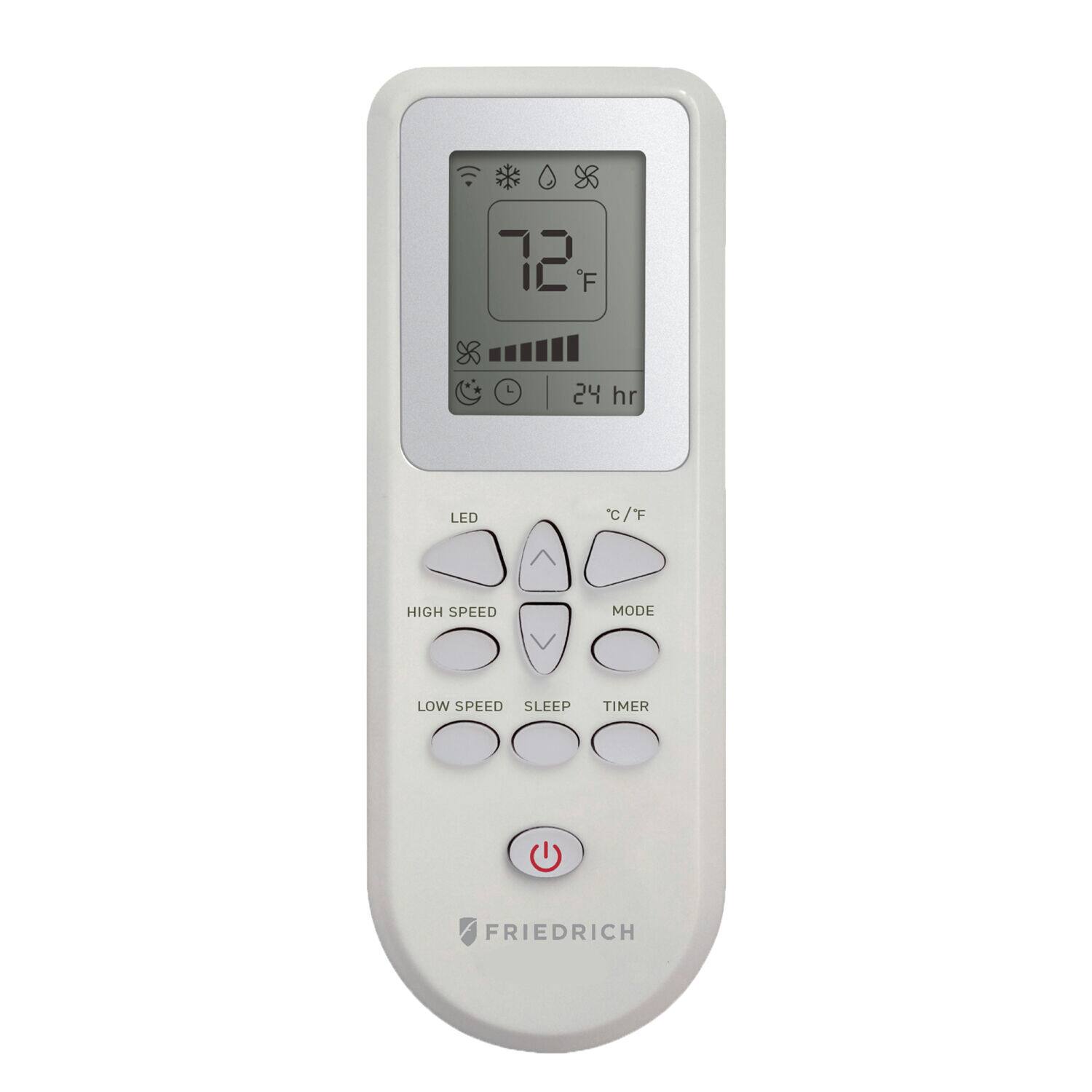 72 F  
24 hr  
LED  
C/F  
HIGH SPEED  
LOW SPEED  
SLEEP TIMER  
FRIEDRICH