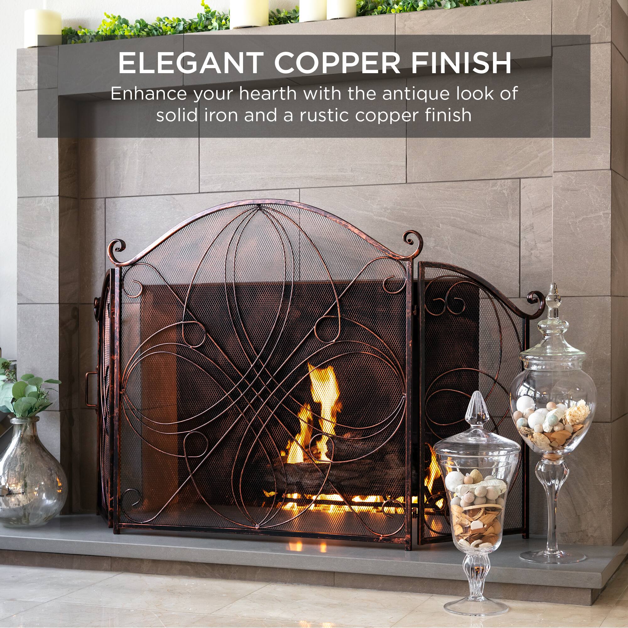 ELEGANT COPPER FINISH

Enhance your hearth with the antique look of solid iron and a rustic copper finish.