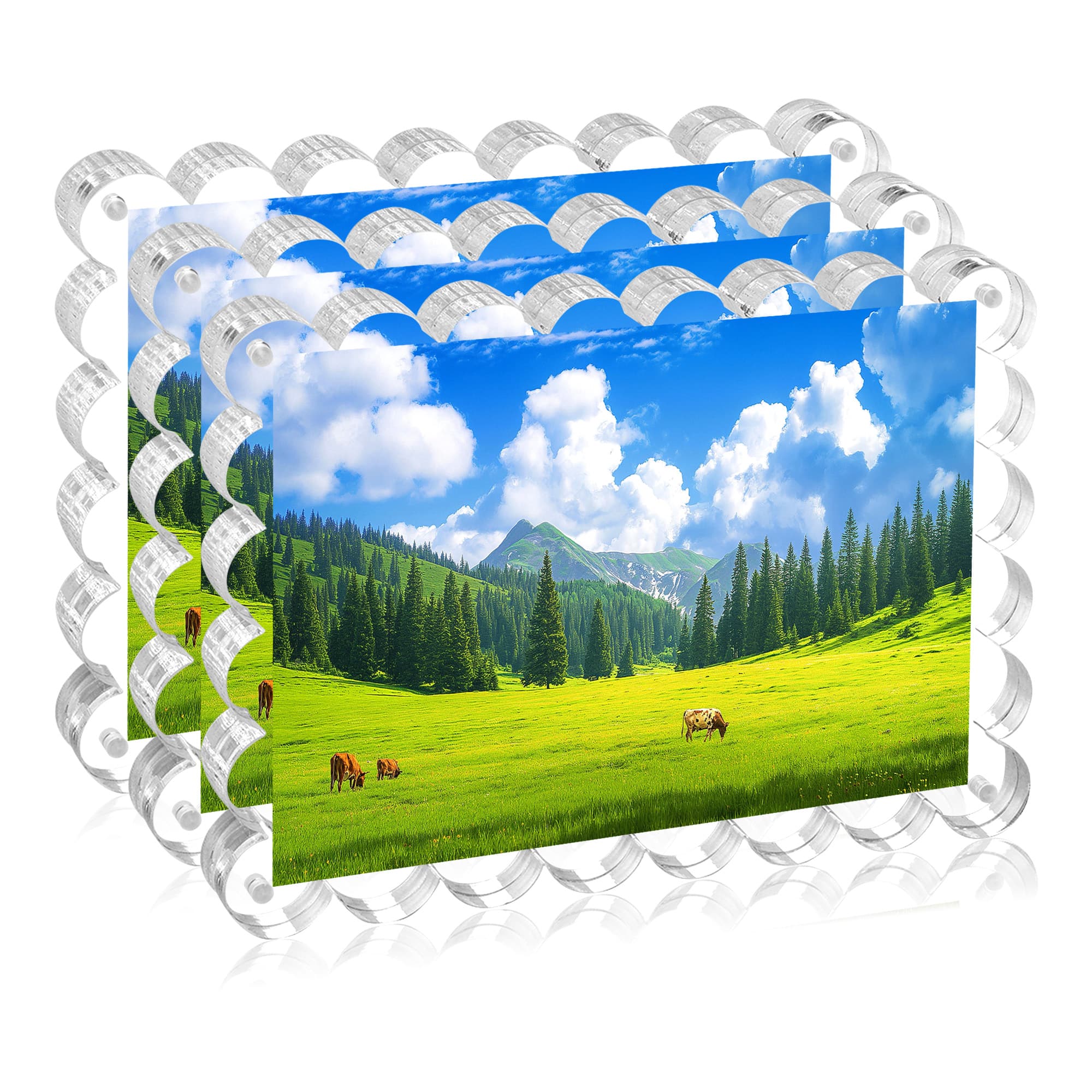 BP4U - 4x6 Inch Tabletop Acrylic Picture Frames, 10+10MM Double Sided Desktop Photo Frames (3-Pack)