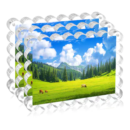 Front. BP4U - 4x6 Inch Tabletop Acrylic Picture Frames, 10+10MM Double Sided Desktop Photo Frames (3-Pack).