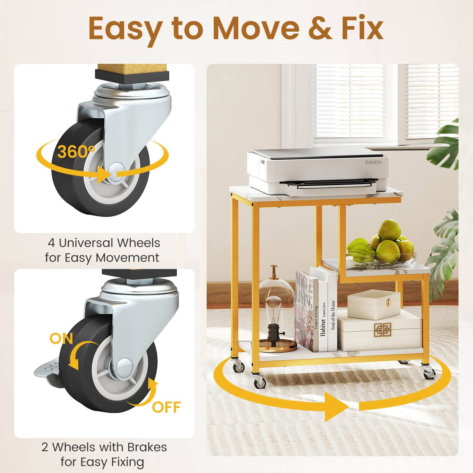 Easy to Move & Fix: 360° 4 Universal Wheels for Easy Movement ON & OFF! 2 Wheels with Brakes for Easy Fixing.