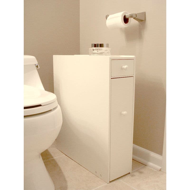 SlickBlue - Wood Floor Cabinet for Bathroom Storage, Space Saving - White