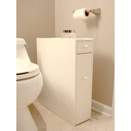 Front. Hivvago - Space Saving Bathroom Floor Cabinet in White Wood Finish - White.