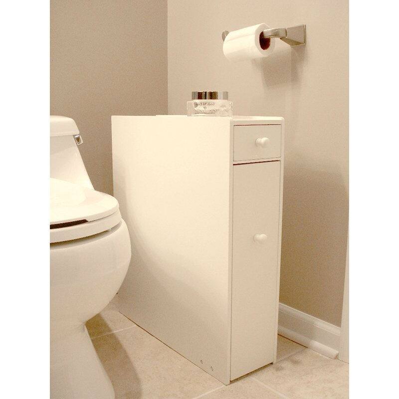 Front. Hivvago - Space Saving Bathroom Floor Cabinet in White Wood Finish - White.