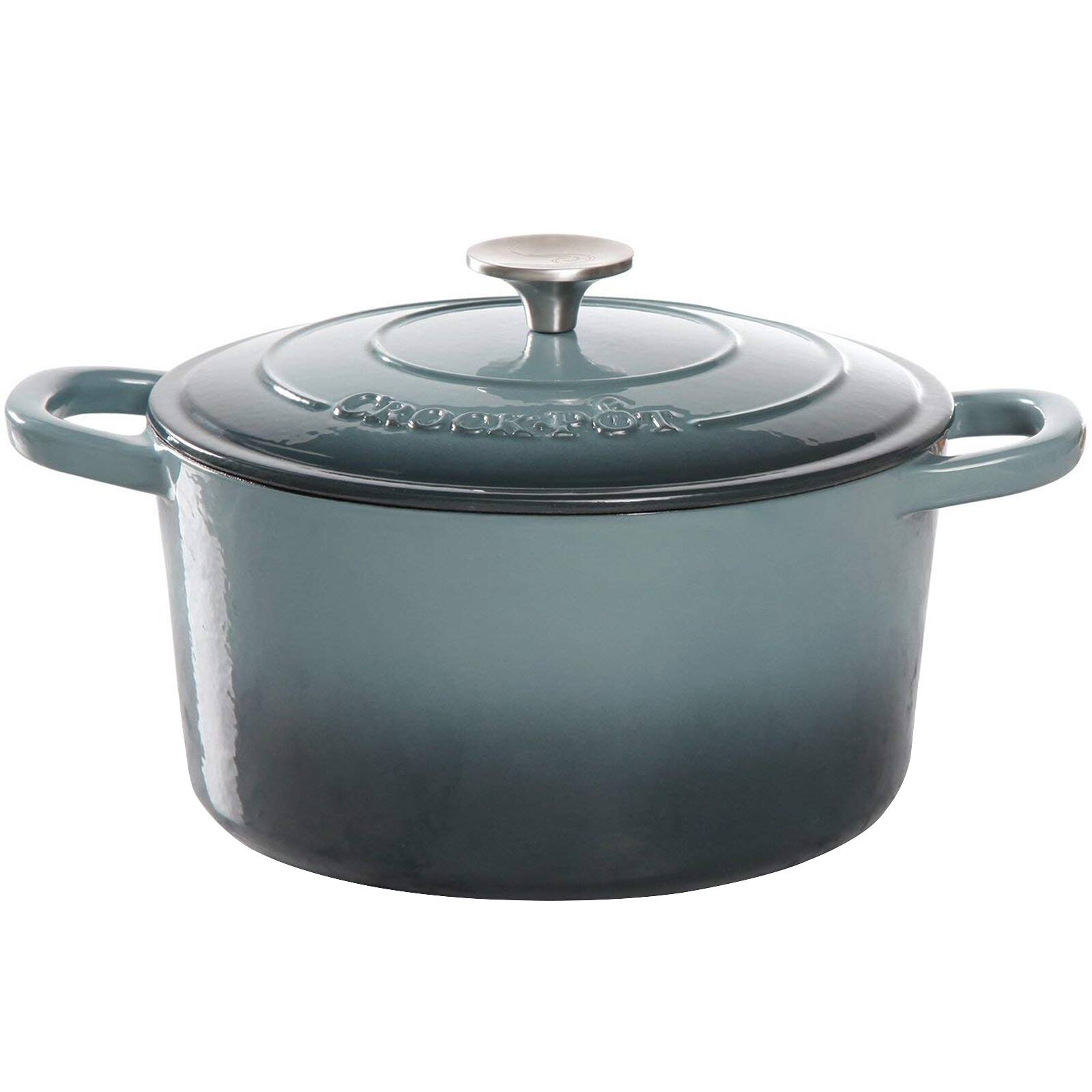 Alt View 4. Crockpot - Crock Pot Artisan 5 Quart Round Enameled Cast Iron Dutch Oven - Slate Gray.