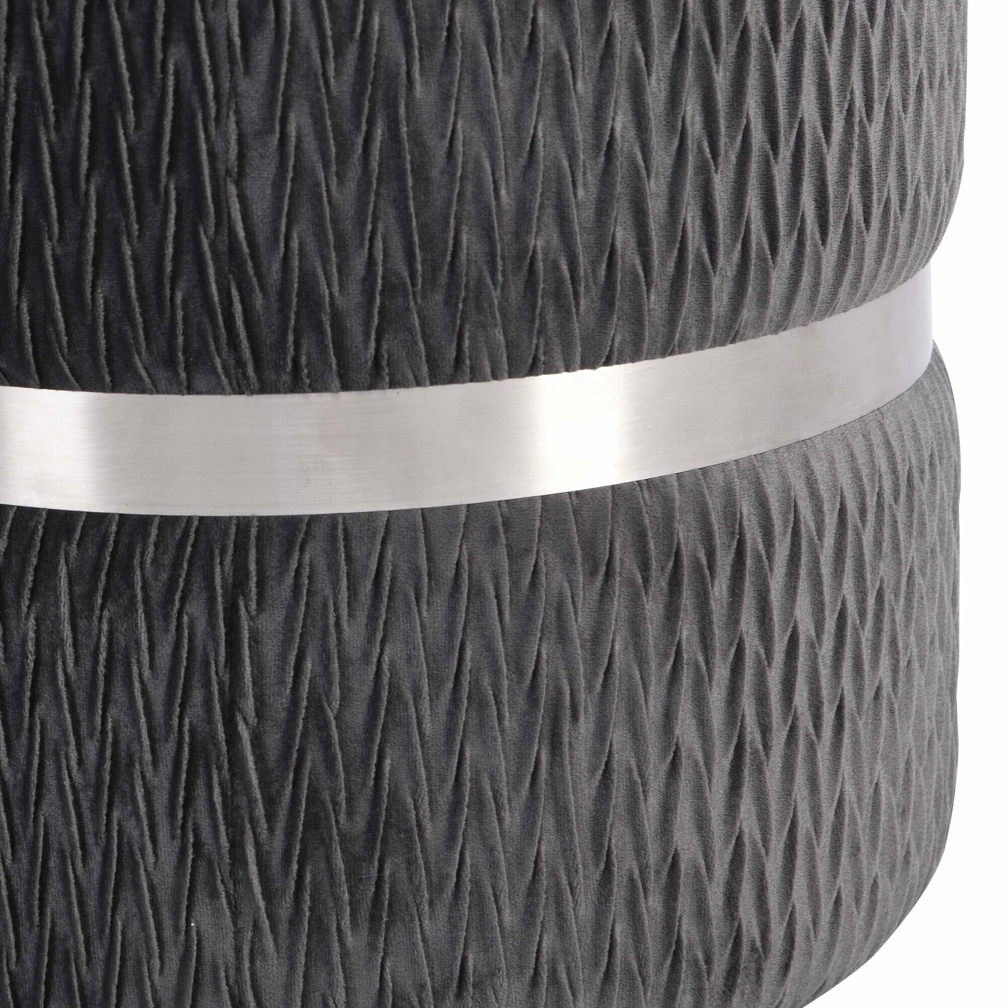 Alt View 2. GOODSILO - Modern Velvet Round Storage Ottoman with Tufted Design for Living Room and Bedroom - Grey+Silver.