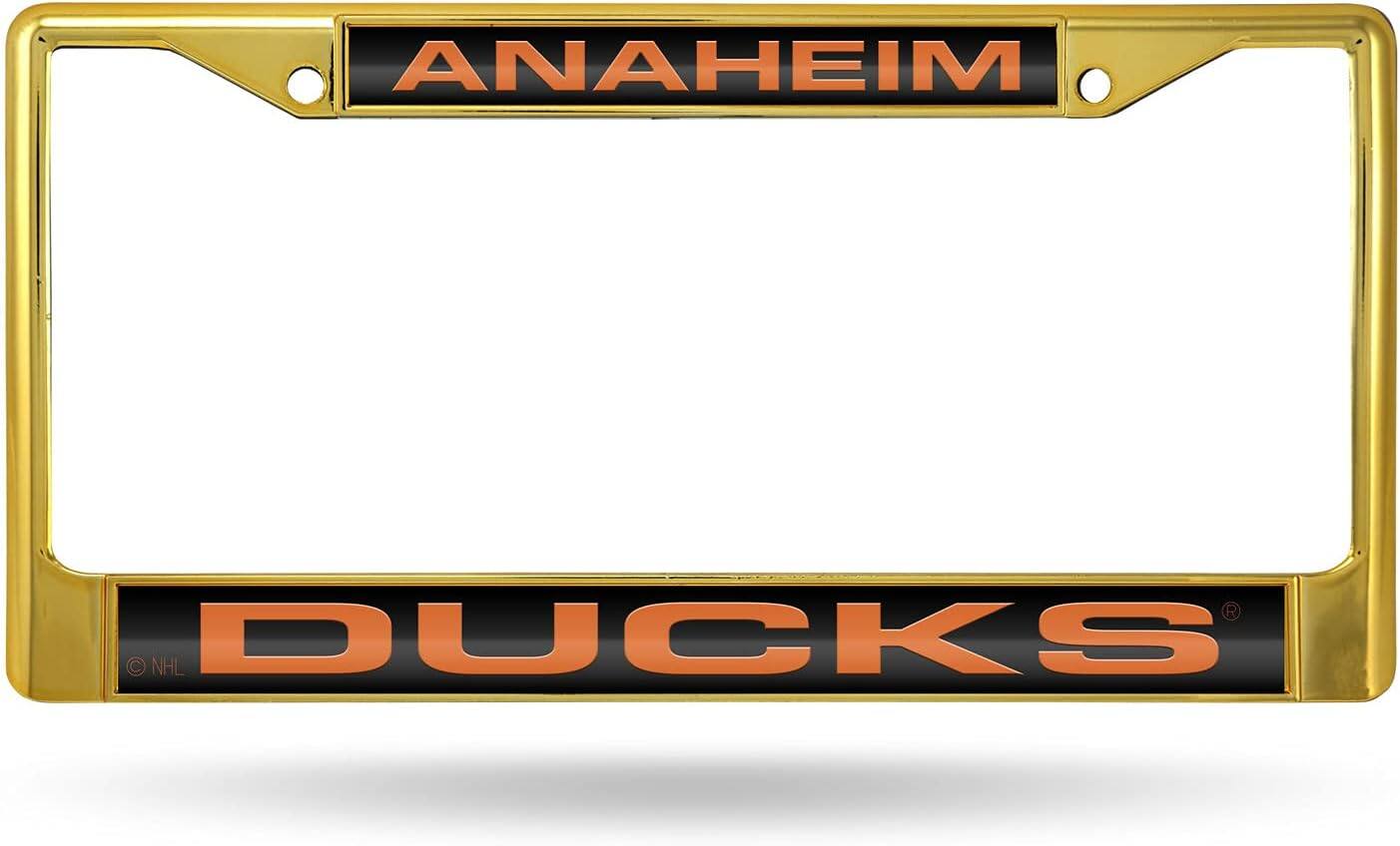 Rico Industries - Anaheim Ducks NHL Gold Painted Metal Laser Cut License Plate Frame - Multi