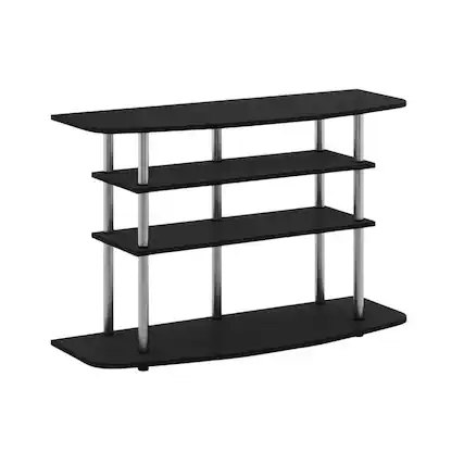 Front. FurniFact - Black Wood TV Stand for up to 46-inch Screens with 4-Tier Storage - Black.