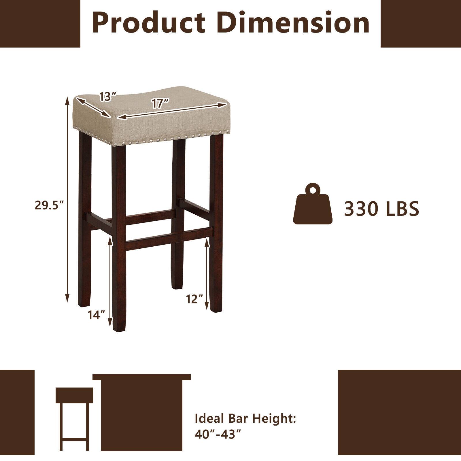 Product Dimension

- Top: 13" x 17"
- Height: 29.5"
- Base: 14" x 12"
- Weight Capacity: 330 LBS
- Ideal Bar Height: 40"-43"
