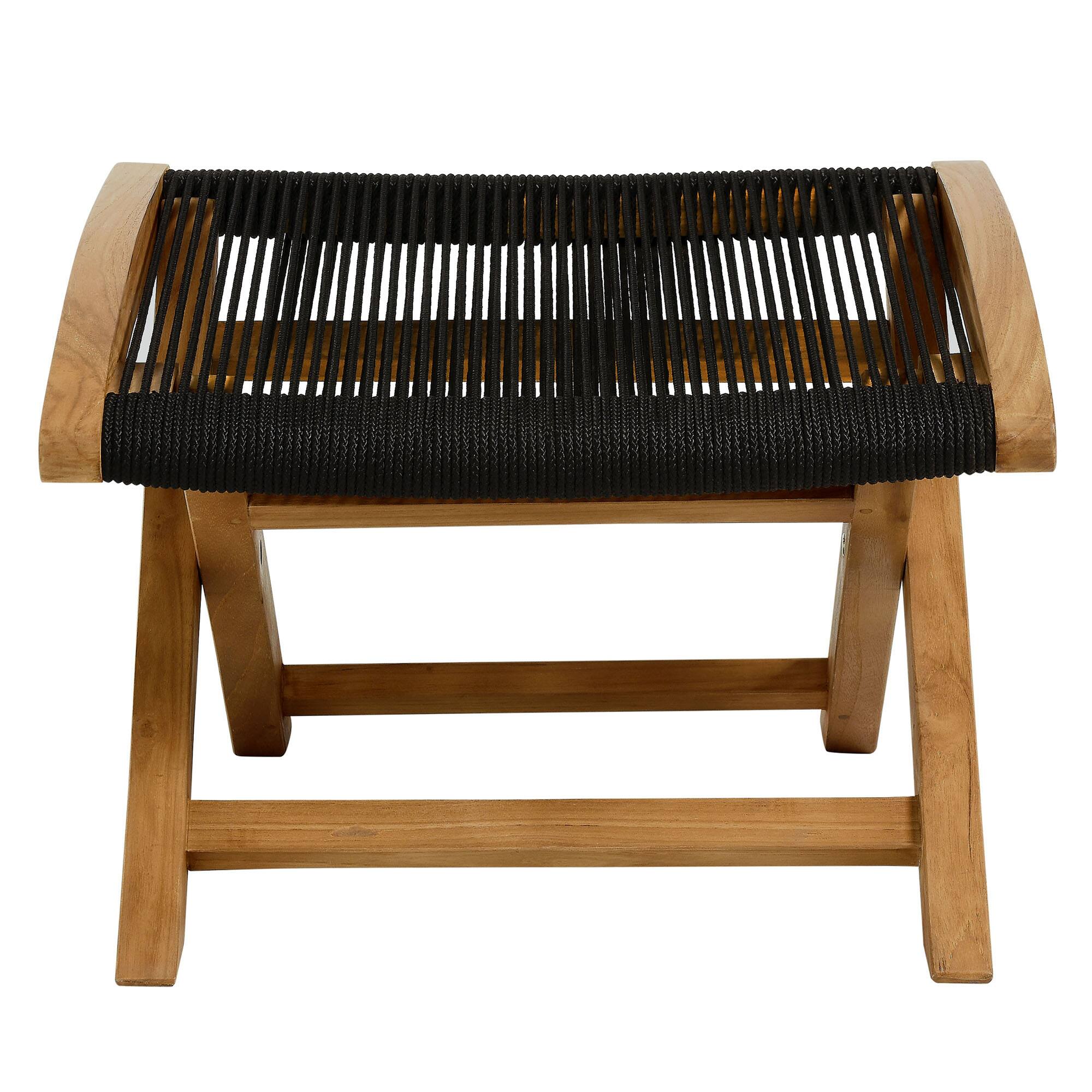 Alt View 10. Modway - Vienna 2-Piece Outdoor Patio Teak and Rope Folding Accent Lounge Chair and Ottoman Set by Modway - Natural Black.