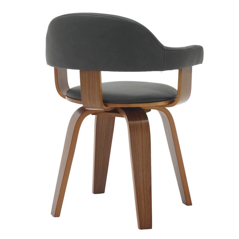 Alt View 5. LeisureMod - Brivo Modern Leather Upholstered Side Dining Chair with Open Back and Swivel for Home Living Room or Office - Black.