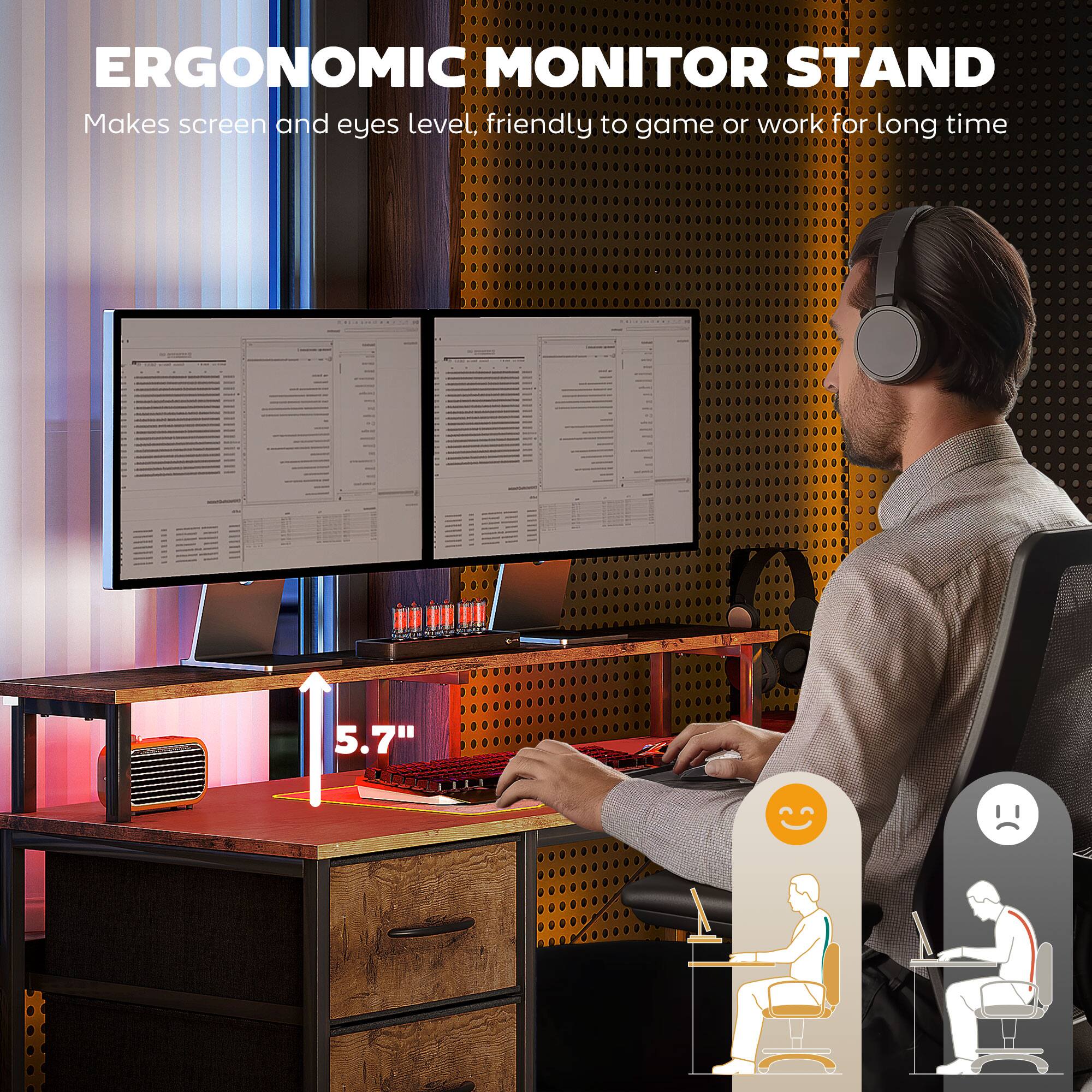 ERGONOMIC MONITOR STAND 5.7" Makes screen and eyes level, friendly to game or work for long time
