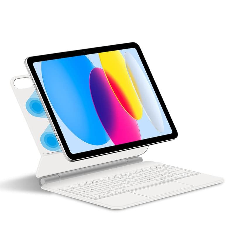Cluzine - Magic Magnetic Keyboard Portable Strong Magnetic Silent Multi-Function for iPad Pro 11/Air 4/5 10.9/Air 11 M2 M3 M4 - White