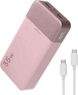 JUOVI - 20000mAh 35W USB-C PD Power Bank with LED Display and 4-Port Fast Charging - Pink