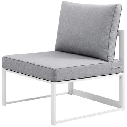 Front. Outdoor Escape - Outdoor Patio Chair With Back Cushion And Sturdy Frame - White.
