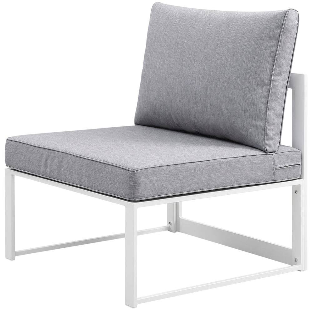 Front. Outdoor Escape - Outdoor Patio Chair With Back Cushion And Sturdy Frame - White.