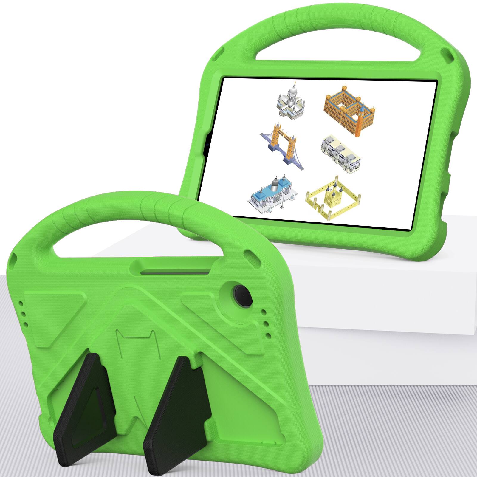 Angle. Dteck - For Samsung Galaxy Tab A8 2022 10.5'' Lightweight EVA Shockproof Handle Stand Kids Case Cover - Green.