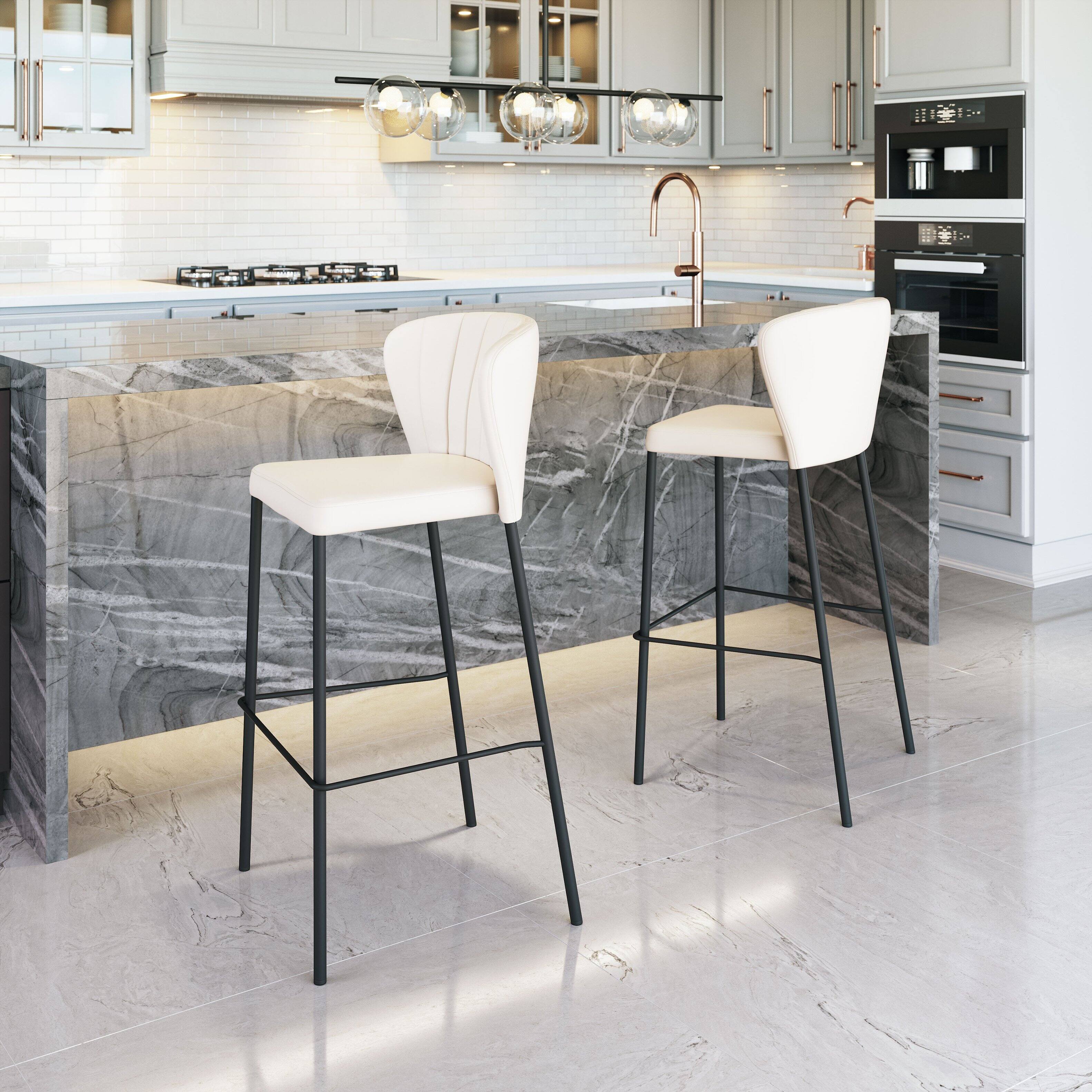 Angle. Hivvago - Linz Barstool (Set of 2) Cream - Cream.