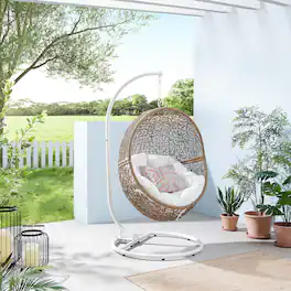 Encase Outdoor Patio Rattan Swing Chair by Modway - Cappuccino White