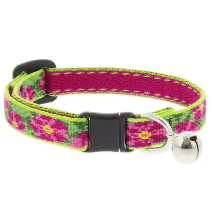 Front. LupinePet - LupinePet Original Multicolored Petunias Nylon Cat Collar - Multicolored.