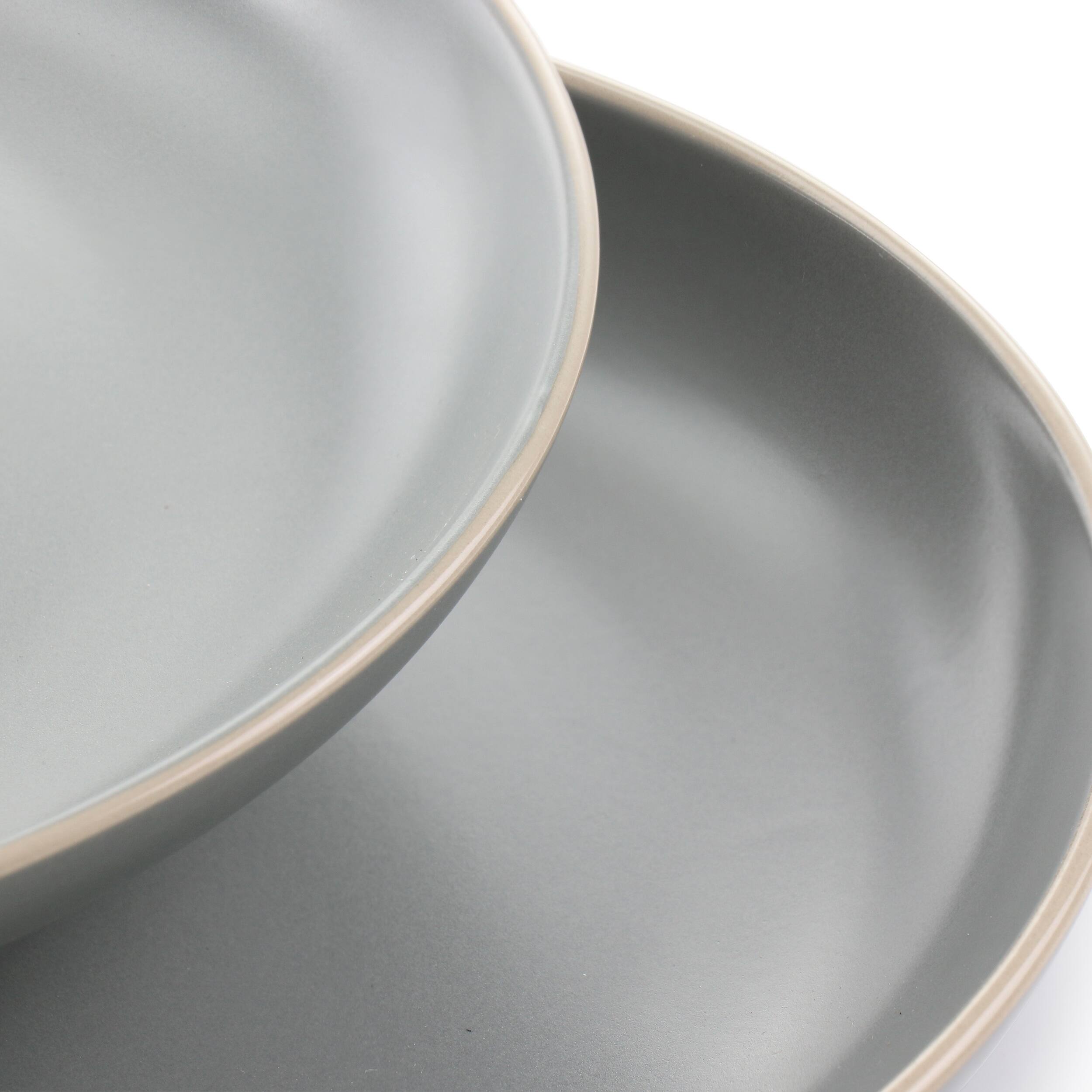 Alt View 4. Gibson - Gibson Home Rockaway 2 Piece 10.5 Inch Round Stoneware Dinner Plate Set in Matte Grey - Gray.