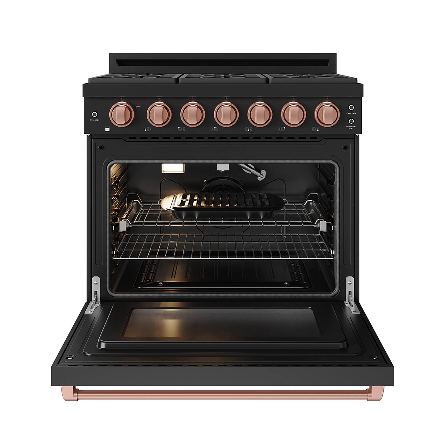 Alt View 1. Thor Kitchen - Gordon Ramsay Series by Thor Kitchen 6.0 Cu. Ft Freestanding Gas Range with Rose Gold Hardware - Black.