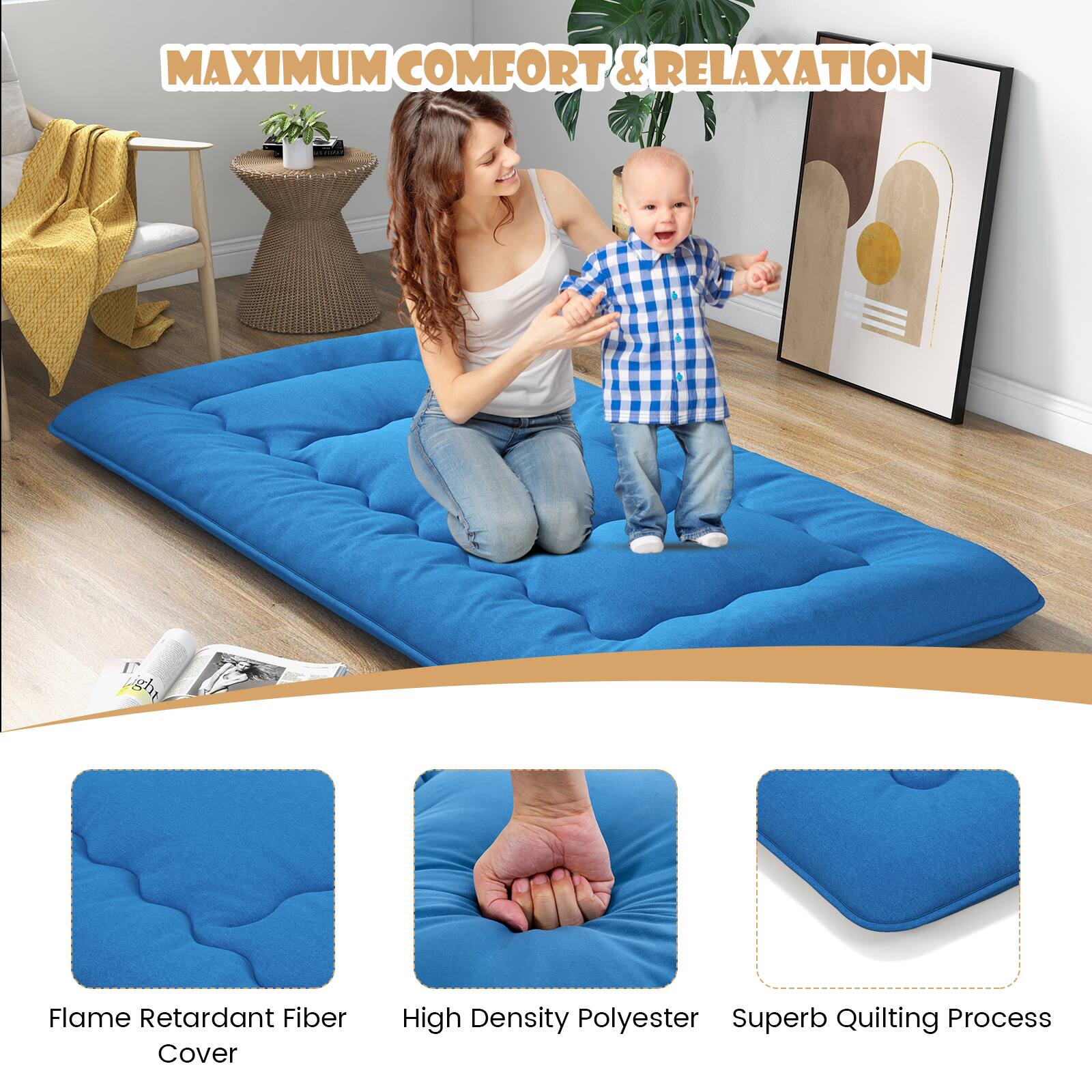 MAXIMUM COMFORT & RELAXATION

- Flame Retardant Fiber Cover
- High Density Polyester
- Superb Quilting Process
