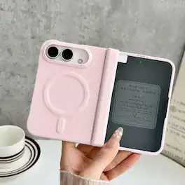 Dteck - for Apple iPhone Duo Magnetic PU Leather Case with Bulit in Glass Front Screen Protector,Shockproof Rugged Hinge Cover - Pink
