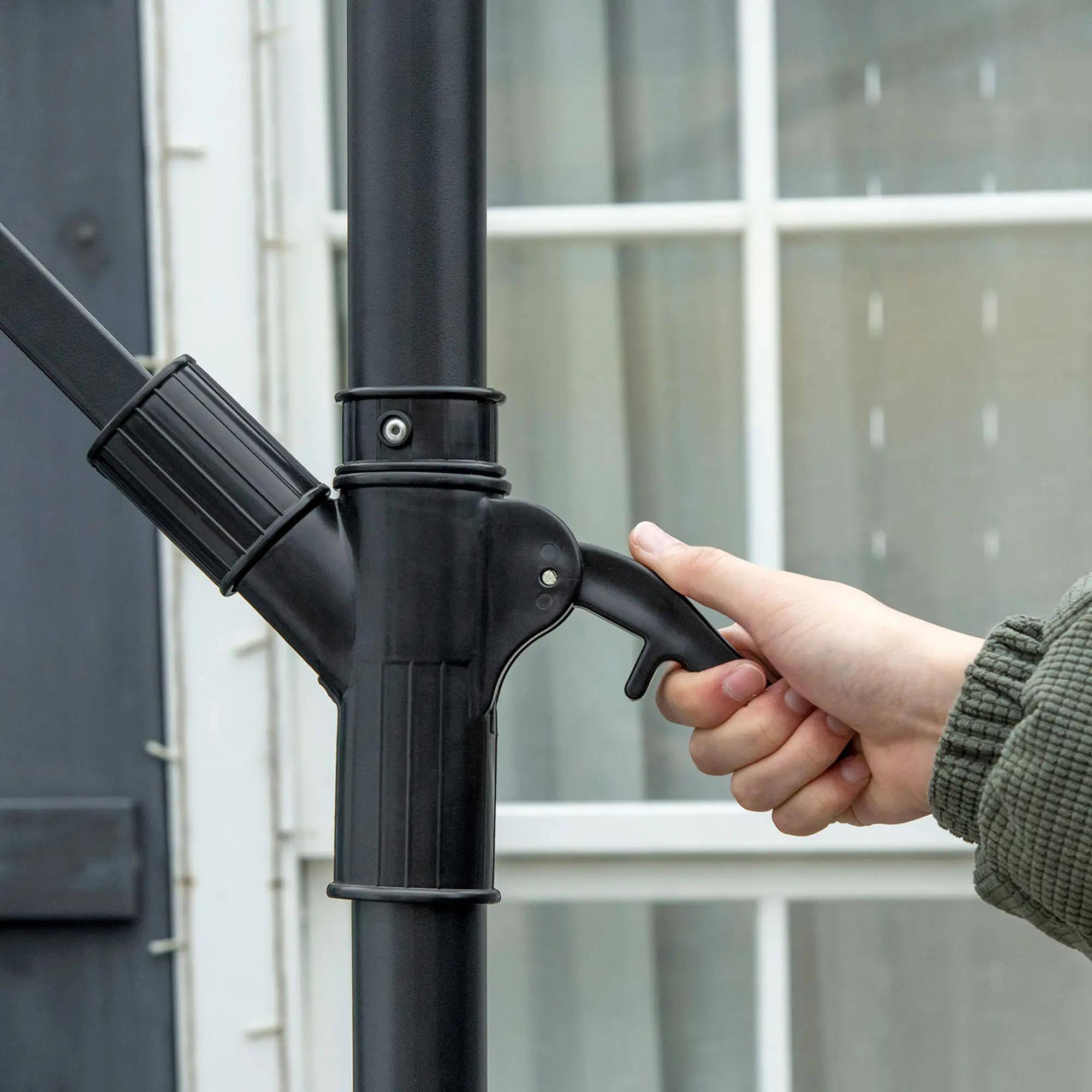 Alt View 4. Spaco - Spaco 10Ft Cantilever Patio Umbrella, Offset Crank Shade with Cross Base - Navy Blue.