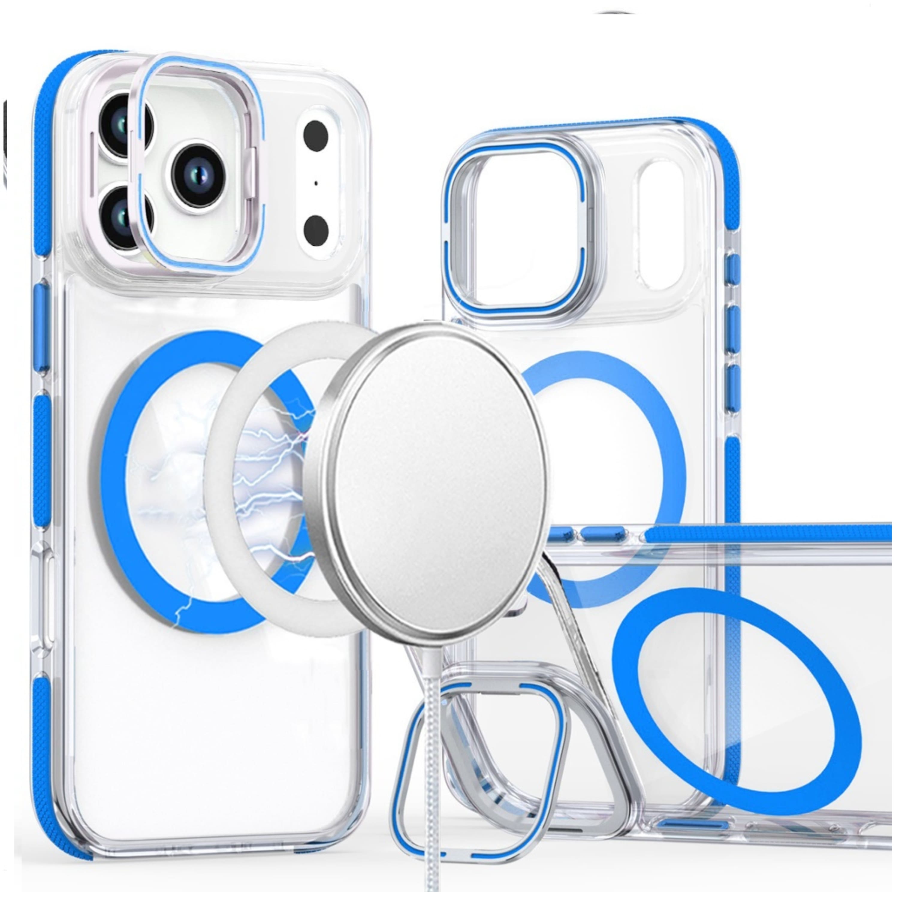 Kitcheniva - Magnetic Circle Camera Lens Stand Case With Tempered Glass For iPhone 17 Pro Max - Blue price history on PriceWatchPro