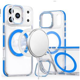 Kitcheniva - Magnetic Circle Camera Lens Stand Case With Tempered Glass For iPhone 17 Pro Max - Blue